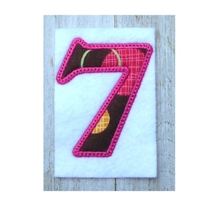 Number 7 applique, machine embroidery design, 7th birthday, 3 size applique, embroidery design, 7th birthday embroidery design