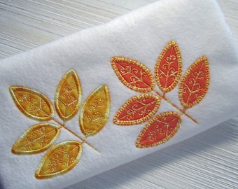 Autumn Leaf Embroidery design, ash leaf, 2 styles, 5 sizes each, applique, digital download