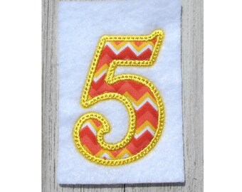 Embroidery design, Number 5 applique, 5th birthday embroidery design, 3 sizes, 5th birthday, fits 4 x 4 inch and 5 x 7 inch hoops