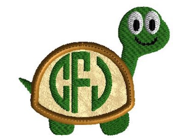 Turtle Machine Embroidery design, applique, Turtle monogram frame, 3 size embroidery design, no fonts included, ocean, sea, lake
