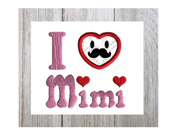 I love Mimi, from little boy, 3 size applique, machine embroidery design