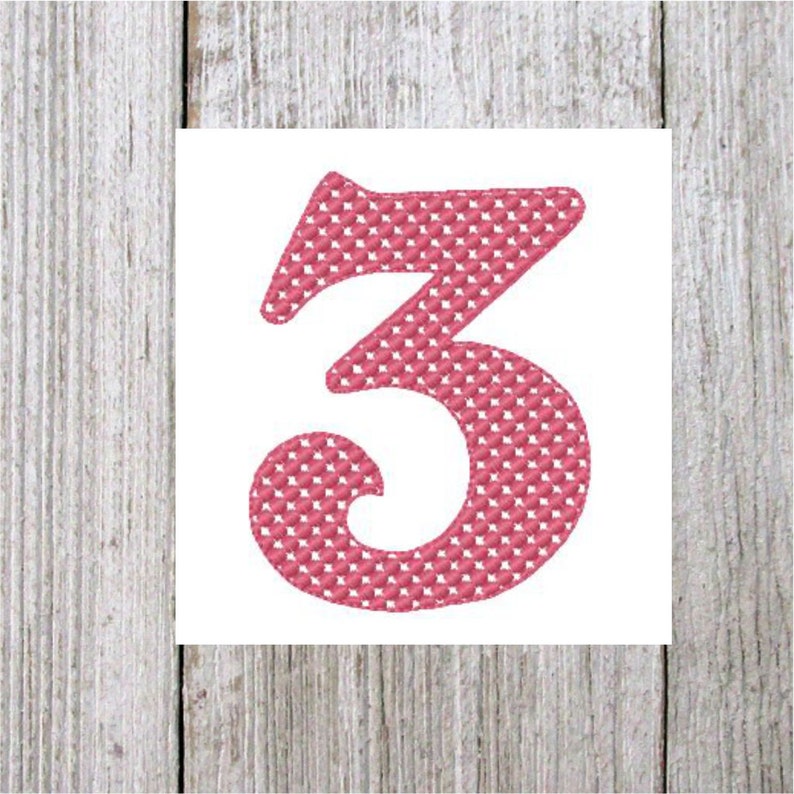 4 sizes 3rd Birthday embroidery Design 3rd Anniversary Design Number Three Motif Number 3 Motif Number 3 embroidery Design
