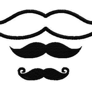 Mustache embroidery designs,  comb pack, 5 handlebar filled stitch,  5 mini,  5 appliques, Father&#39;s day,  machine  embroidery