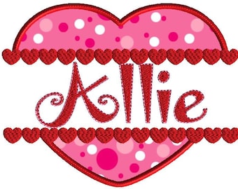 Monogram frame, Valentine Embroidery Design,  split heart applique, 3 size design, No fonts included with this design, heart embroidery