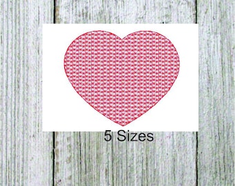 Knock Down Stitch, Heart Design, 5 sizes, fits 4 x4 hoop, 5 x 7  hoop, 6 x 10 hoop, Machine Embroidery, no font or names included