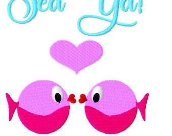 Embroidery design, filled stitch fish,2 sizes,  vacation embroidery, ocean design, summertime, sea, beach
