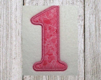 Embroidery design, 1st birthday, Number 1 Applique, machine embroidery design, 3 size number applique,  3 sizes