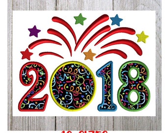 2018 Embroidery design New Year embroidery applique 10 sizes machine embroidery New Year, 2018