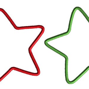 May include: Two outlined stars, one red and one green.