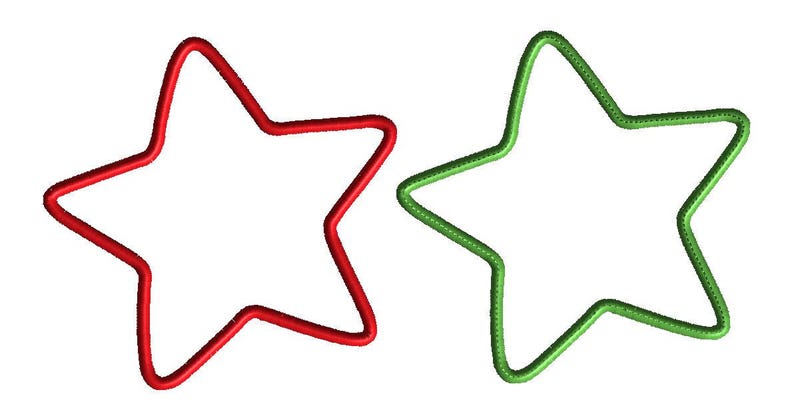 May include: Two outlined stars, one red and one green.