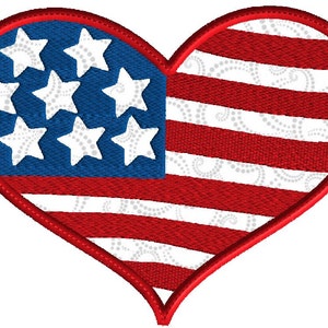 Embroidery design, Patriotic heart applique, 4 size applique, 4th of July, Memorial Day embroidery, machine embroidery design, no fonts image 5