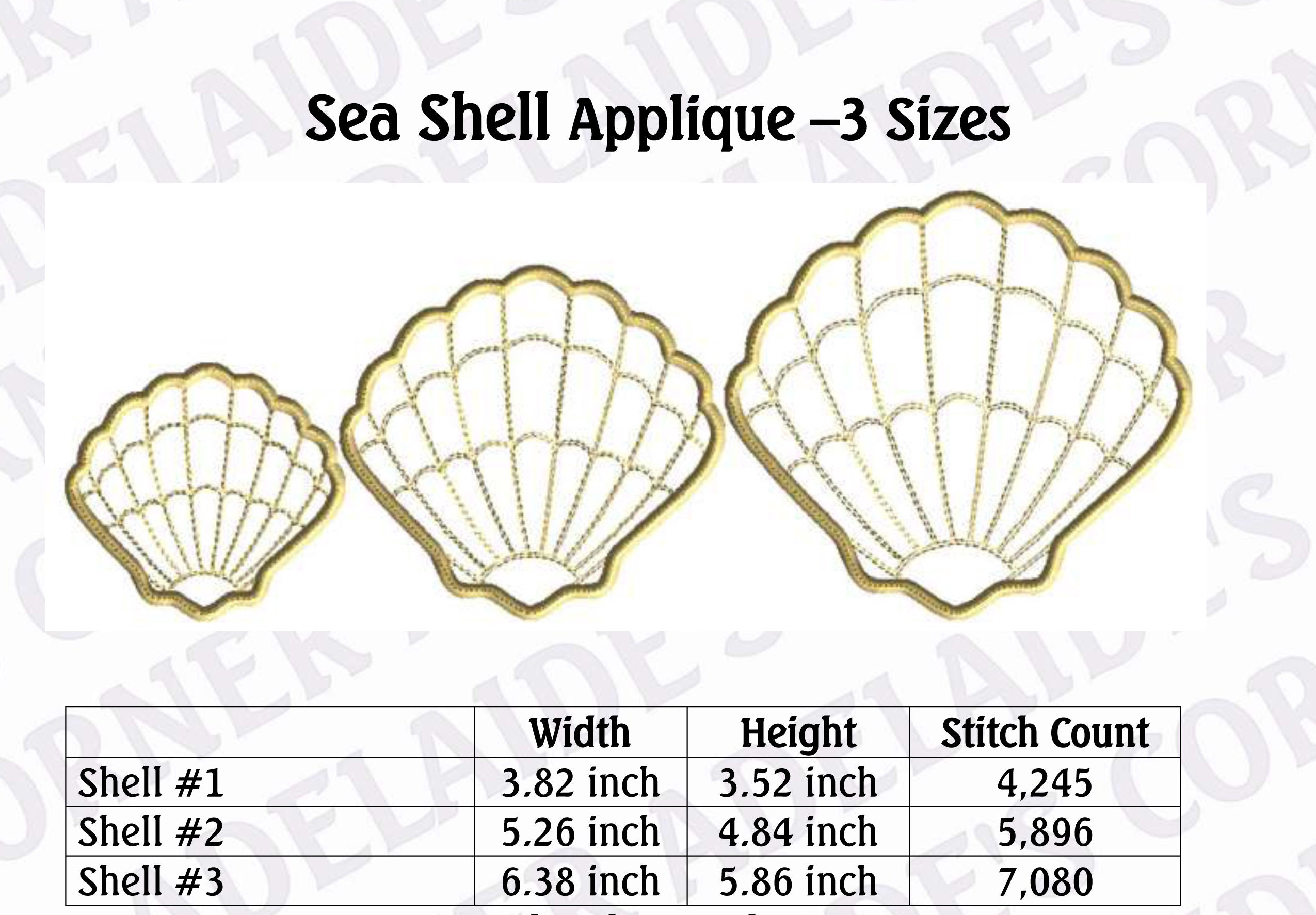 Seashell Embrioder Seashell Embroidery Design, Applique, Machine Embroidery Design, 3 ...