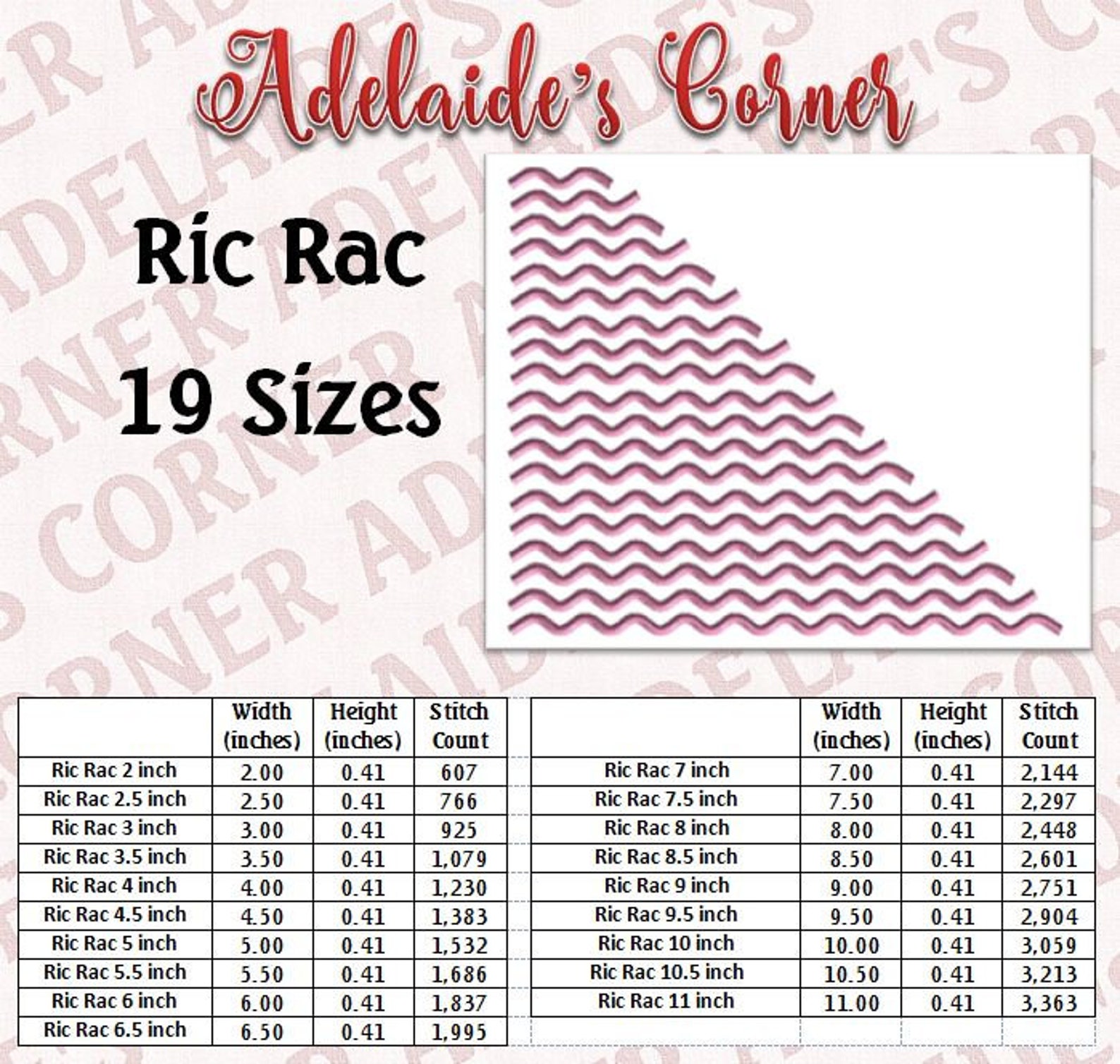 Ric Rac Embroidery Design 19 Sizes Embellishment Border Etsy Australia