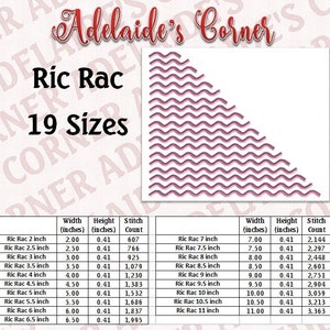 Ric Rac Embroidery Design, 19 sizes, embellishment, border image 3