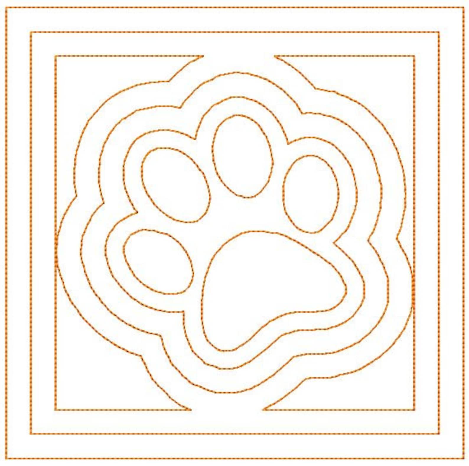 Paw Print Quilt Design Paw Print Embroidery Quilting Quilt Etsy