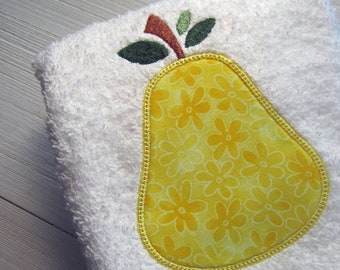Pear applique, machine embroidery design, 6 sizes, 2 styles, bean stitch, satin stitch, fruit design, pear embroidery design, fruit