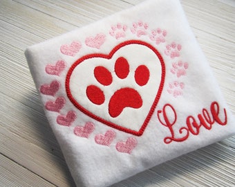 Paw Print Applique, embroidery design in 2 styles, each style in 2 sizes, animal design,  fits 4 x 4 and 5 x 7 inch hoops