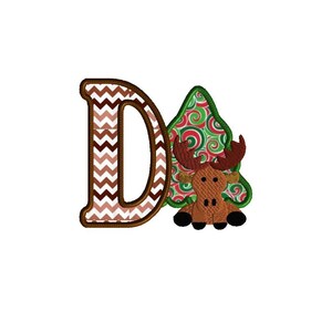 Diseño de bordado de letra D con alce, aplique de alce, aplique de letra D, diseño de bordado a máquina