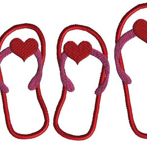 Embroidery Design Flip Flops With Hearts Applique Machine - Etsy