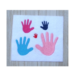 Mini Hands Embroidery Design, 5 sizes, all fit 4 inch hoop, filled design, machine embroidery, filled stitch, hand silhouette, hand design