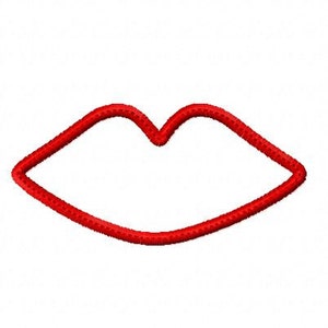 Puede incluir: Ilustración de contorno de labios rojos. Este es un diseño gráfico simple de un par de labios.