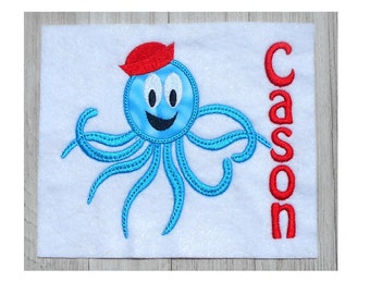 Octopus applique, machine embroidery design, 3 sizes, summertime, beach, ocean, no fonts included