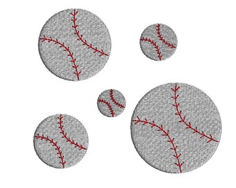 Embroidery Design, Mini Baseballs, 5 sizes, filled stitch design, sports embroidery, team sports embroidery,