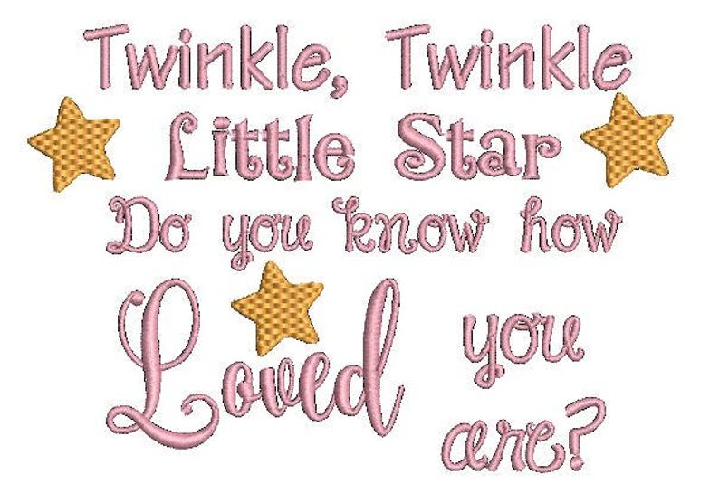 Twinkle Little Star embroidery design, 2 sizes, filled stitch, new baby embroidery, machine embroidery, nursery, baby shower image 4