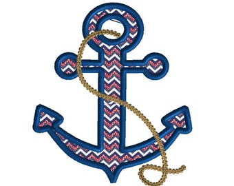 Anchor applique, machine embroidery design, digital download,