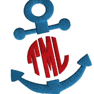 Mini Anker Stickdatei, Maschinenstickerei, 5 Größen, Füllstich, digitaler Download, Monogrammrahmen