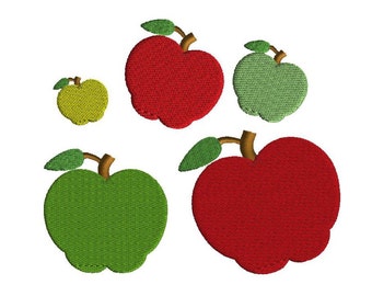 Mini Apple Machine Embroidery Design, 5 sizes, filled stitch, back to school design, Instant Download, apple silhouette, teacher, school