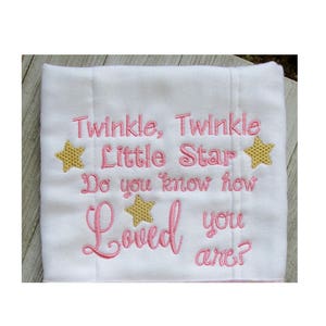 Twinkle Little Star embroidery design, 2 sizes, filled stitch, new baby embroidery, machine embroidery, nursery, baby shower image 8