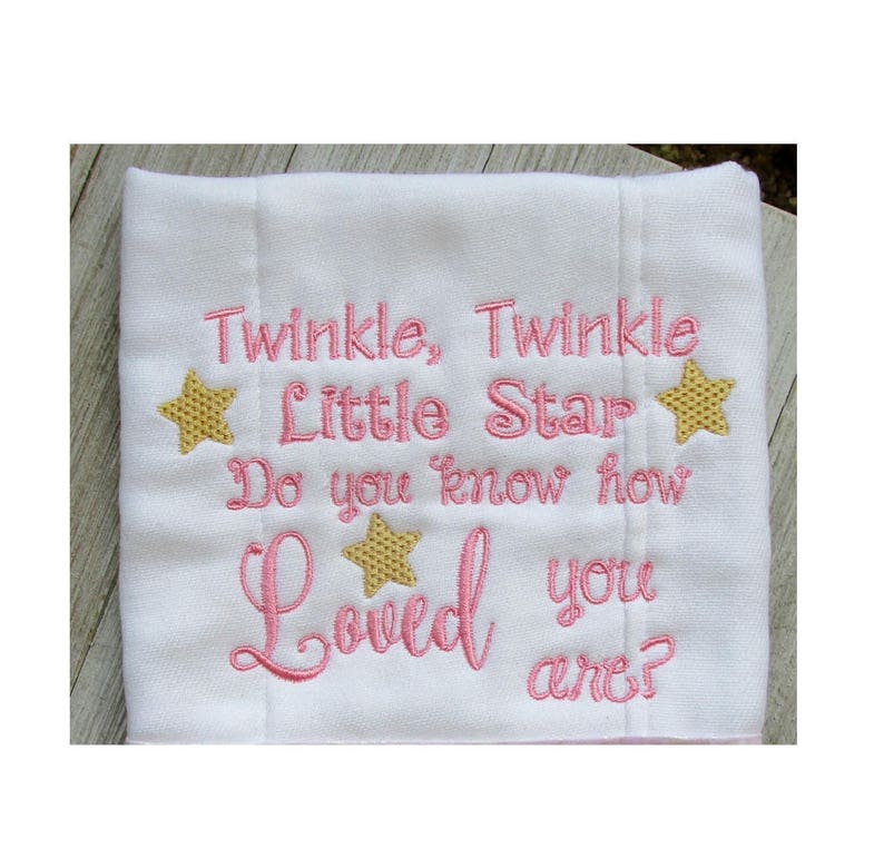 Twinkle Little Star embroidery design, 2 sizes, filled stitch, new baby embroidery, machine embroidery, nursery, baby shower image 8