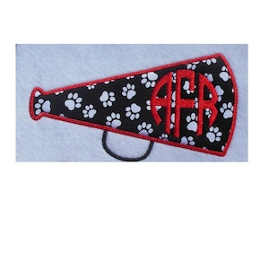 Embroidery design, Cheerleader megaphone monogram frame, 3 size applique, machine embroidery, no fonts included, No team name included