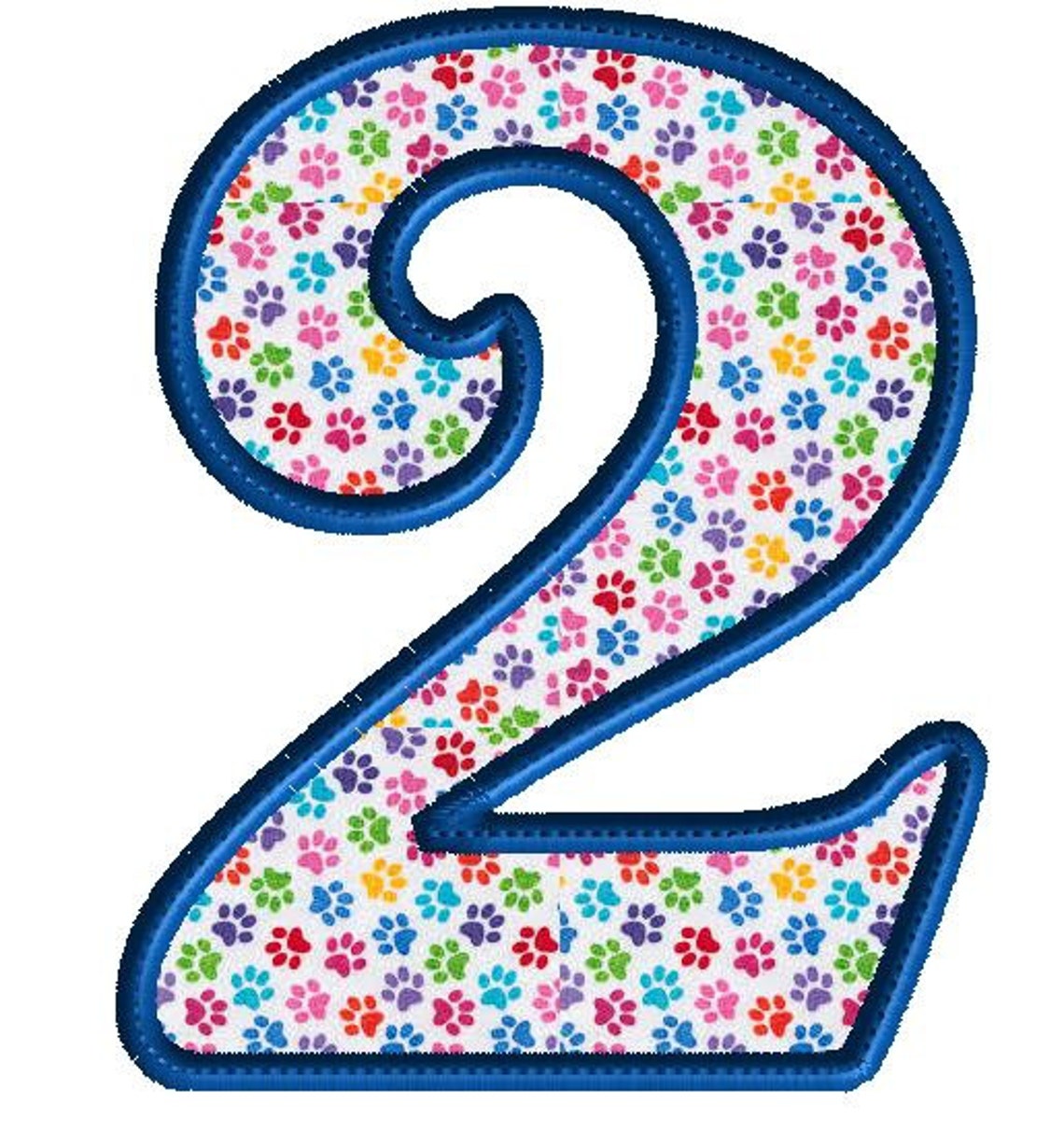 Number 2 two machine embroidery design 3 size applique 2nd Etsy