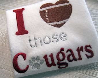 Cougars Embroidery Design, I love those Cougars , digital download