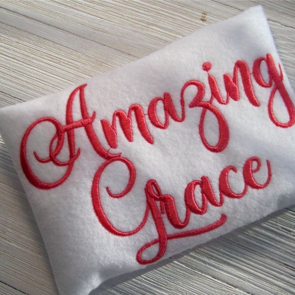 Amazing Grace, script embroidery design, religion, Christian embroidery, wordart, 4 sizes, filled stitch