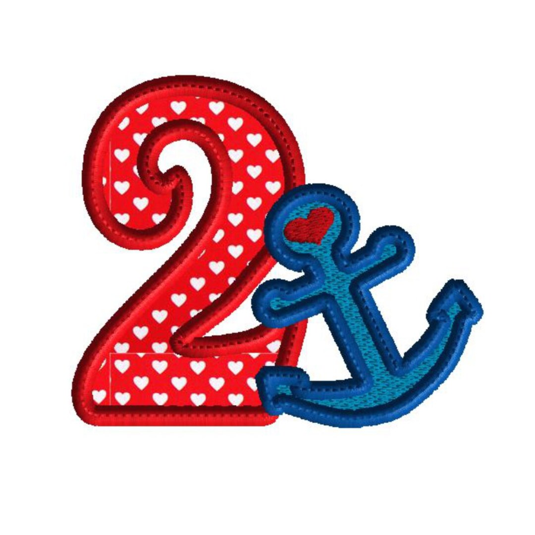 Embroidery Design Number 2 Applique, Machine Embroidery Design, 2 With