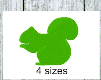 Squirrel embroidery design, squirrel silhouette embroidery, 4 sizes mini design, filled stitch wildlife embroidery design