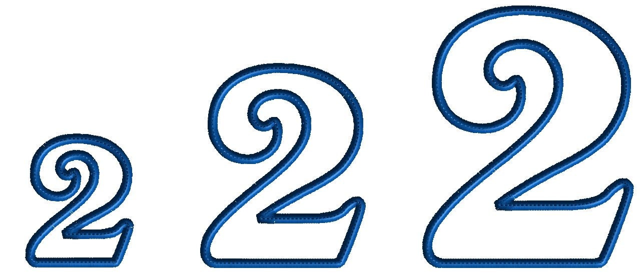Number 2 two machine embroidery design 3 size applique 2nd Etsy