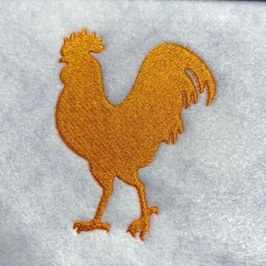 Rooster Silhouette, Filled Stitch Machine Embroidery Design, 12 Sizes