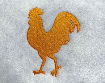 Rooster Silhouette, Filled Stitch Machine Embroidery Design, 12 Sizes, digital download