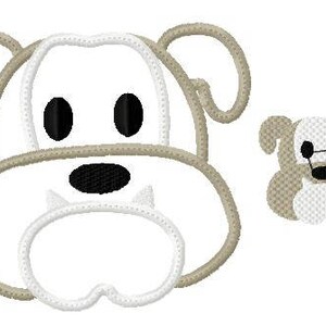 Bulldog embroidery design, combo pack, filled stitch 10 sizes, applique 3 sizes, machine embroidery, football, sports