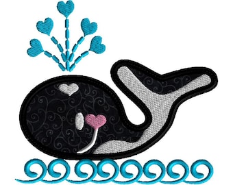 Embroidery design, whale, Orca Whale applique, machine embroidery design, 3 sizes, ocean design, Fits 4x4, 5x7 and 6x10 inch hoops