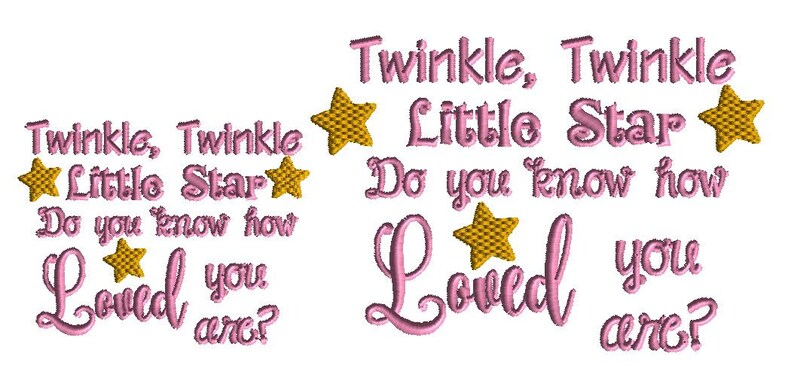 Twinkle Little Star embroidery design, 2 sizes, filled stitch, new baby embroidery, machine embroidery, nursery, baby shower image 3