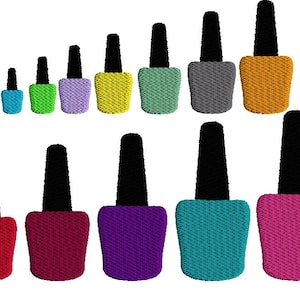Nail Polish Embroidery Design, Filled Stitch Design, Comes in 12 Sizes.  All sizes fit into a 4 x 4 inch hoop. Beauty Shop Embroidery Design