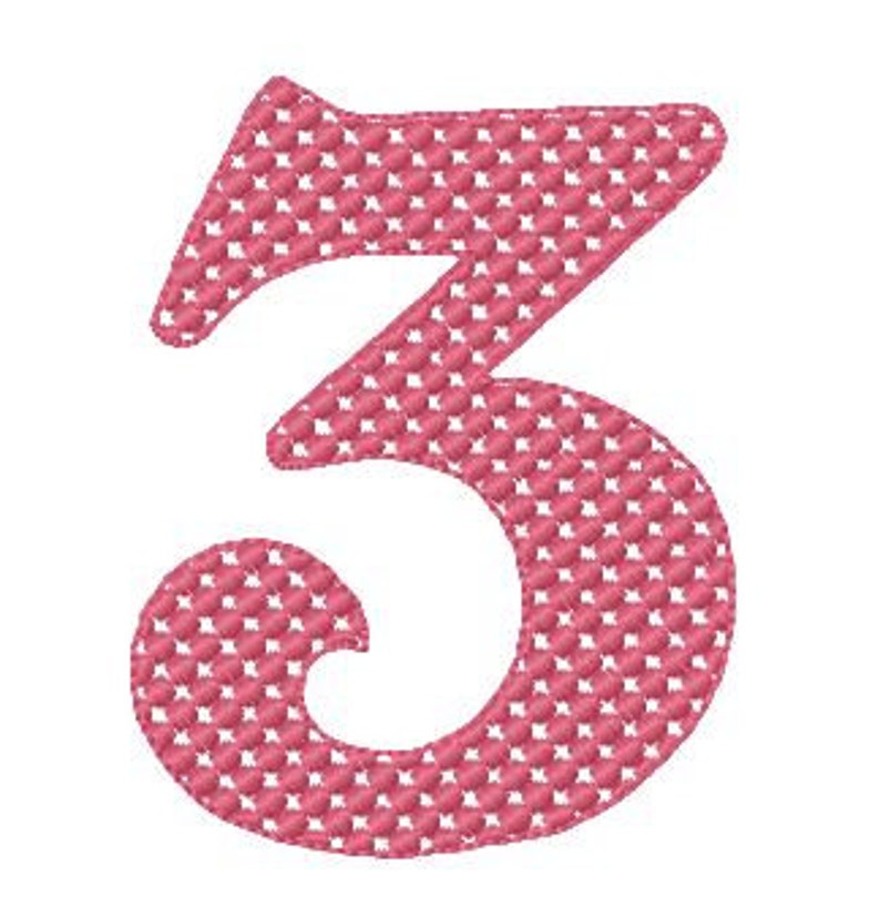 4 sizes 3rd Birthday embroidery Design 3rd Anniversary Design Number Three Motif Number 3 Motif Number 3 embroidery Design