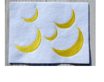 Embroidery design,  Mini Moon, filled stitch machine embroidery design, 5 sizes, night moon,  Halloween design, moon slice, moon silhouette