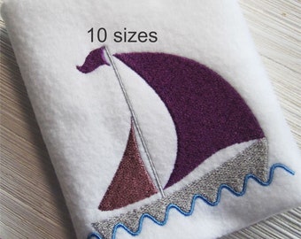 Sailboat embroidery design, sailboat filled stitch 10 size sailboat machine embroidery design, , summertime, vacation, ocean, beach, sea