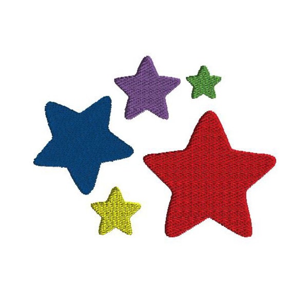 Mini Star Embroidery Design, 5 sizes, filled stitch, digital download, machine embroidery design